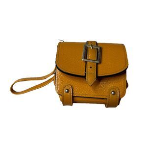 Vintage M M Kane Mini Yellow Leather Wallet  Buckle Snaps Coin Purse Wristlet